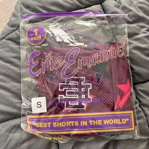 Purple Bape Eric Emanuel shorts